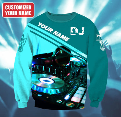 Personalized Name DJ Shirts - Custom Name Disc Jockey Shirts, DJ Is My Life Blue Shirts, Perfect DJ Shirts for Men & Women