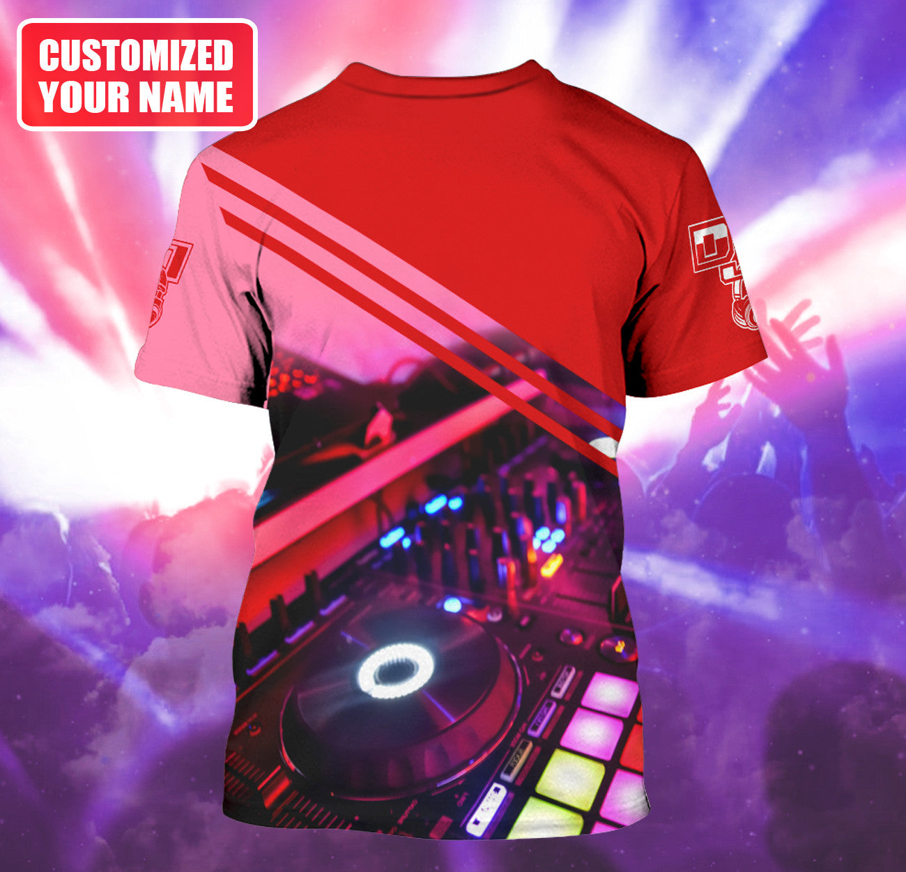 Personalized Name DJ Shirts - Custom Name Disc Jockey Shirts, Modern Music Disc Red Shirts, Perfect DJ Shirts for Men, Friends, Family