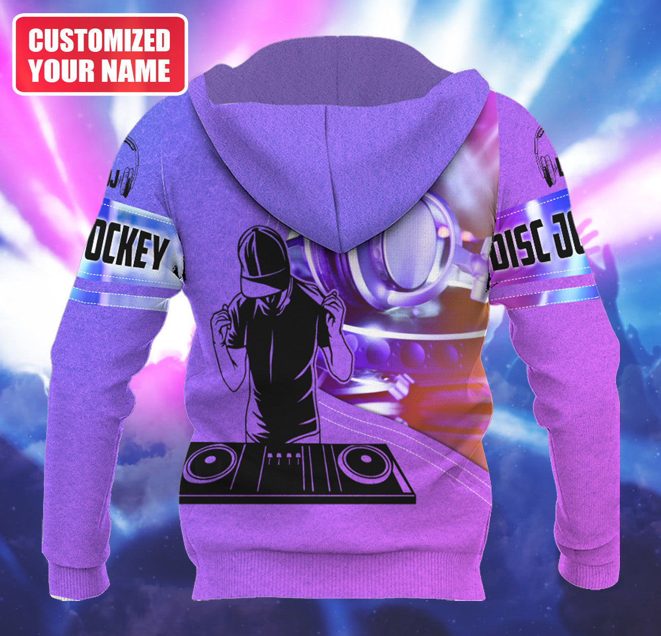Personalized Name DJ Shirts - Custom Name Disc Jockey Shirts, Modern Music Disc Purple Shirts, Perfect DJ Shirts for Men, Friends, Family