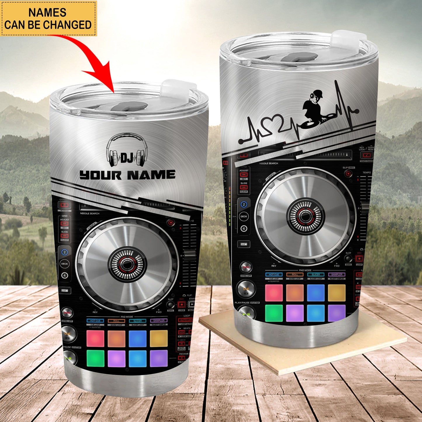 Personalized DJ Tumbler - Custom Name DJ Tumbler, Silver Deejay Gear Tumbler - Perfect Disc Jockey Tumbler for Men & Women