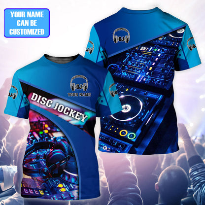 Personalized Name DJ Shirts - Custom Name DJ Table, Funny & Crazy DJ Blue Shirts, Perfect DJ Shirts for Men & Women