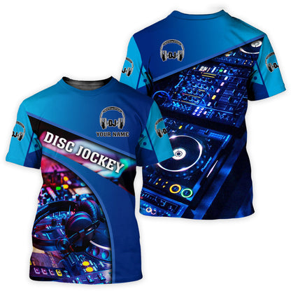 Personalized Name DJ Shirts - Custom Name DJ Table, Funny & Crazy DJ Blue Shirts, Perfect DJ Shirts for Men & Women