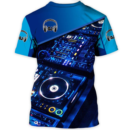 Personalized Name DJ Shirts - Custom Name DJ Table, Funny & Crazy DJ Blue Shirts, Perfect DJ Shirts for Men & Women