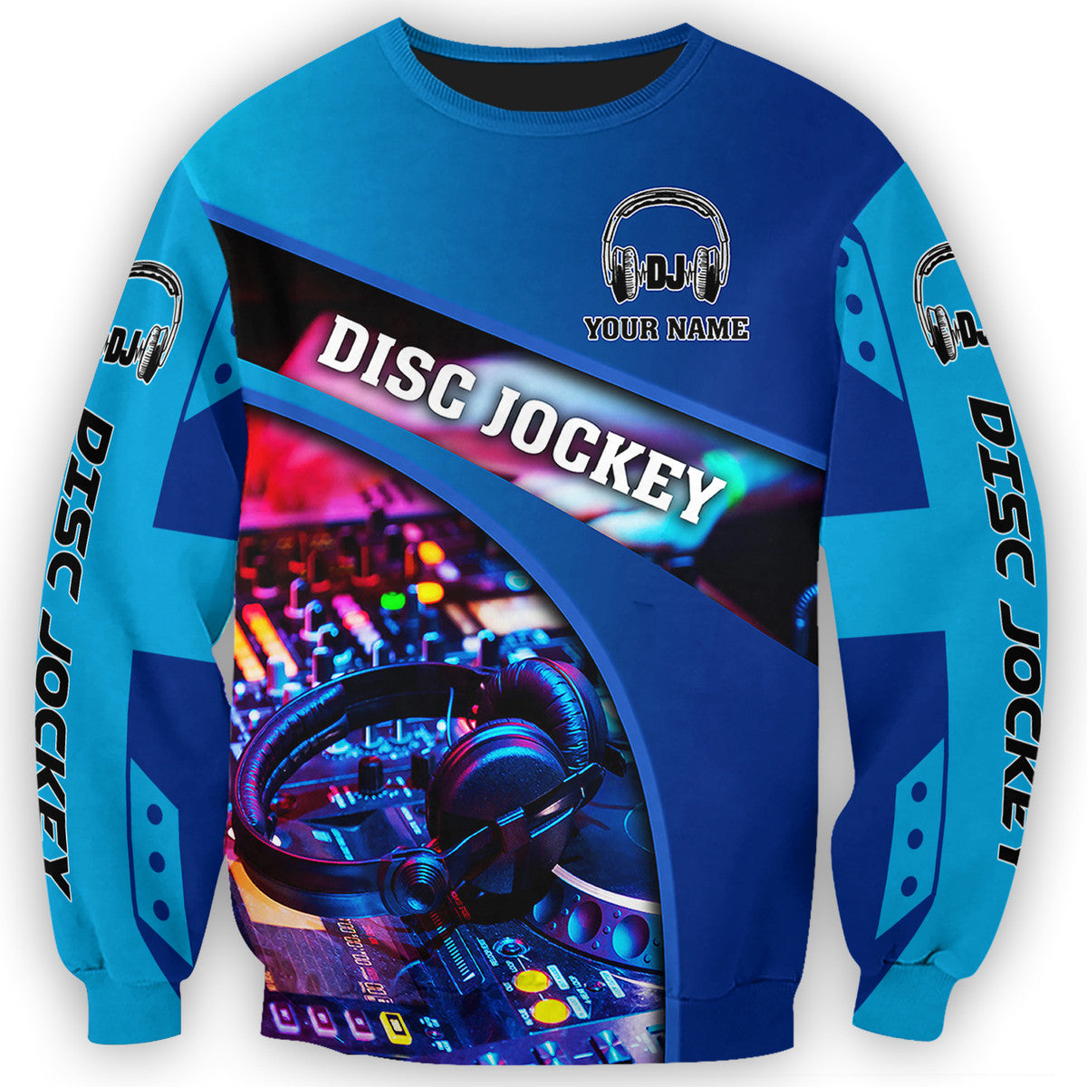Personalized Name DJ Shirts - Custom Name DJ Table, Funny & Crazy DJ Blue Shirts, Perfect DJ Shirts for Men & Women