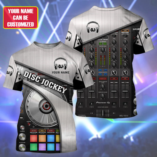 Personalized Name DJ Shirts - Custom Name DJ Table, Funny & Crazy DJ Grey Shirts, Perfect DJ Shirts for Men & Women