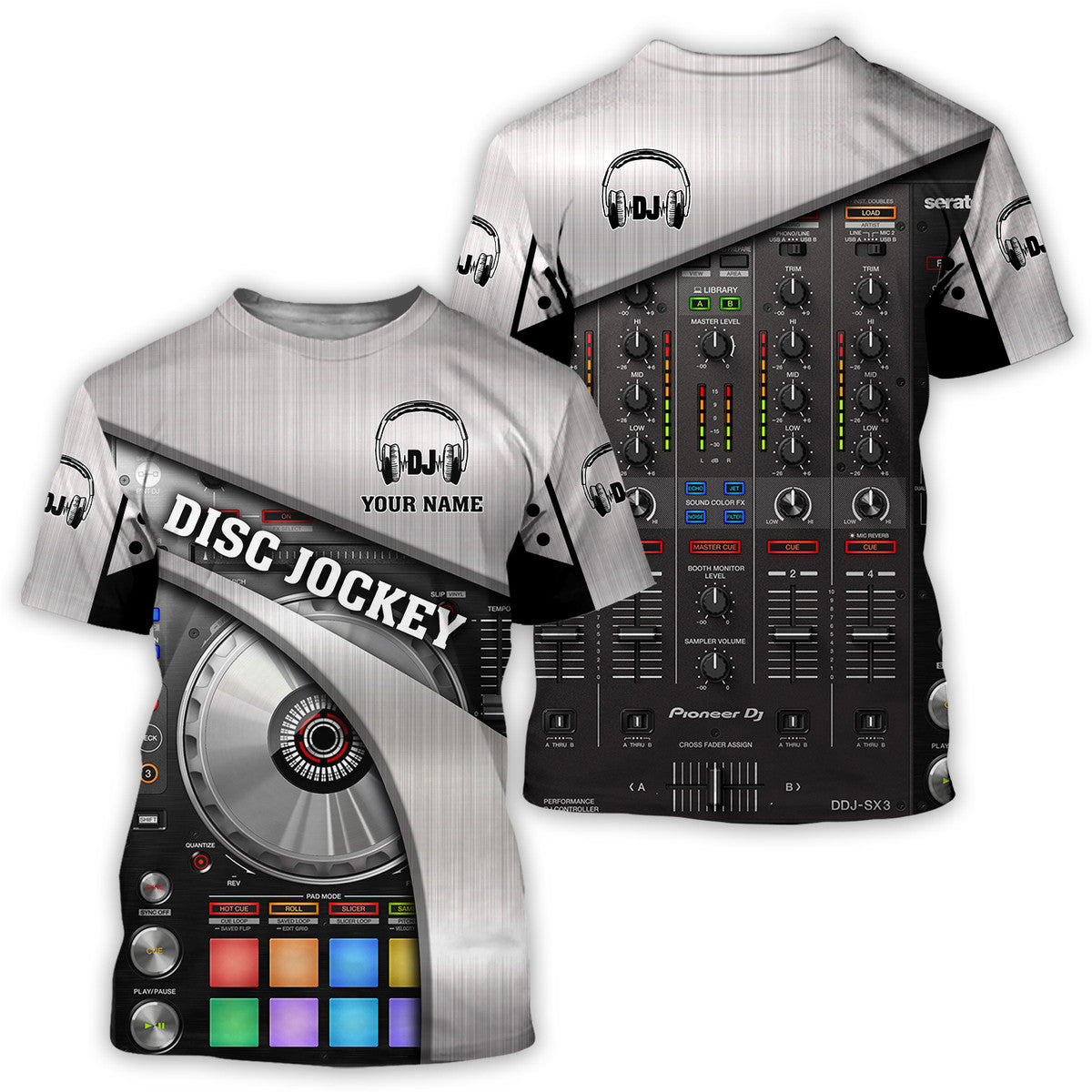 Personalized Name DJ Shirts - Custom Name DJ Table, Funny & Crazy DJ Grey Shirts, Perfect DJ Shirts for Men & Women