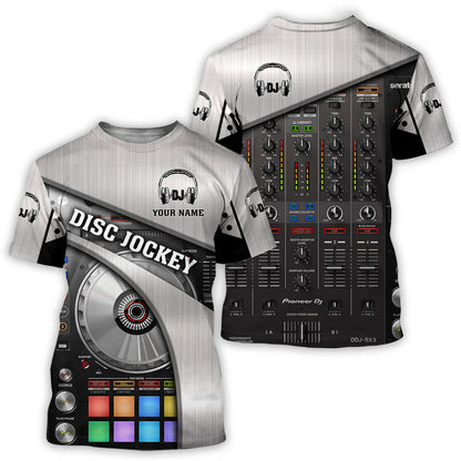 Personalized Name DJ Shirts - Custom Name DJ Table, Funny & Crazy DJ Grey Shirts, Perfect DJ Shirts for Men & Women