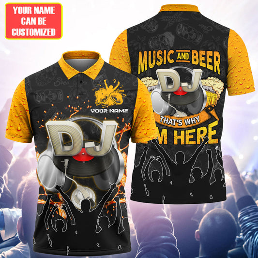 Personalized Name Disc Jockey Shirts - Custom Name DJ Shirts, Music And Beer That's Why I'm Here DJ Shirts, Perfect DJ Shirts for Men & Women