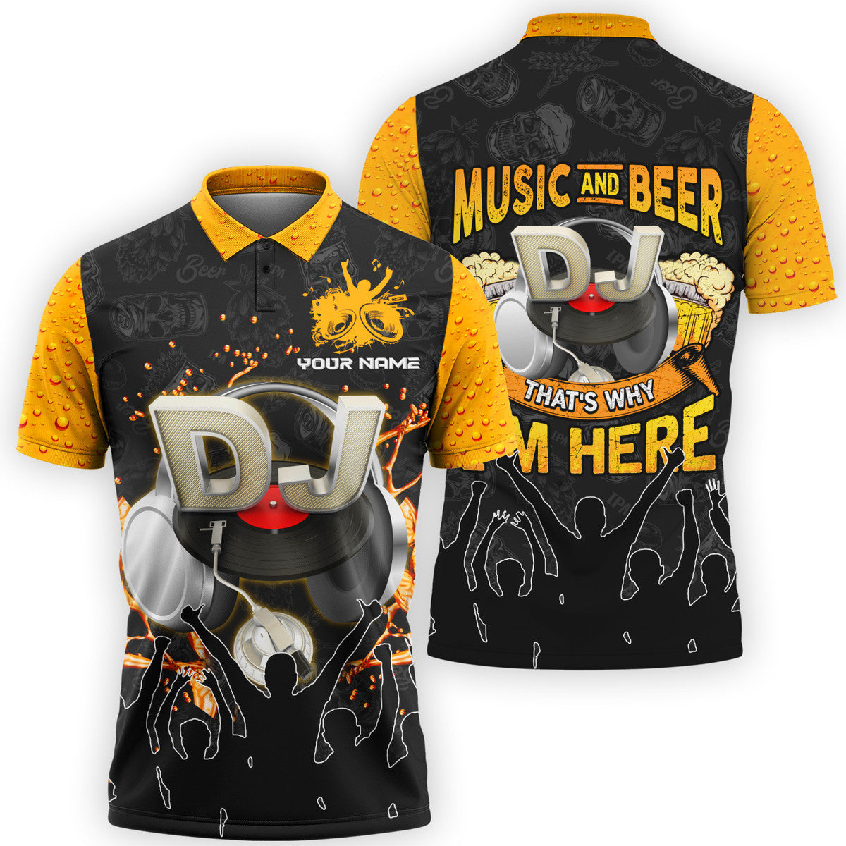 Personalized Name Disc Jockey Shirts - Custom Name DJ Shirts, Music And Beer That's Why I'm Here DJ Shirts, Perfect DJ Shirts for Men & Women