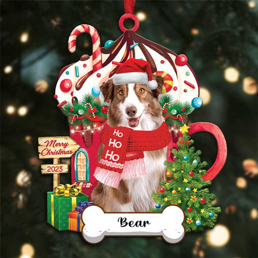 Custom Name Australian Shepherd Dog Merry Christmas 2023 Ornaments, Custom Shape Ornament for Christmas, Dog Lovers, Dog Mom