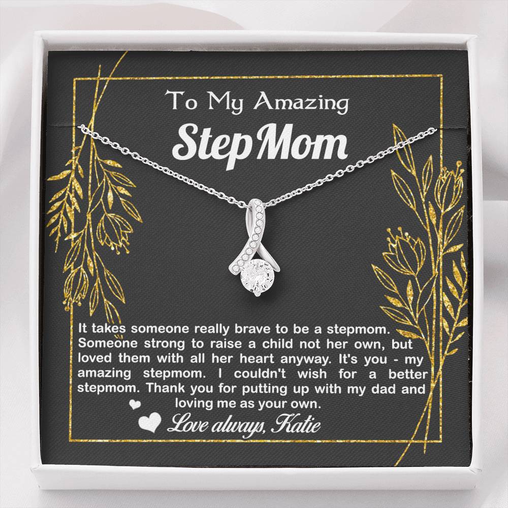 StepMother Stepmom Necklace, Birthday, Mother's Day Gifts for Mom, Necklace for Mom, Thank you for putting up with my dad and loving me as your own