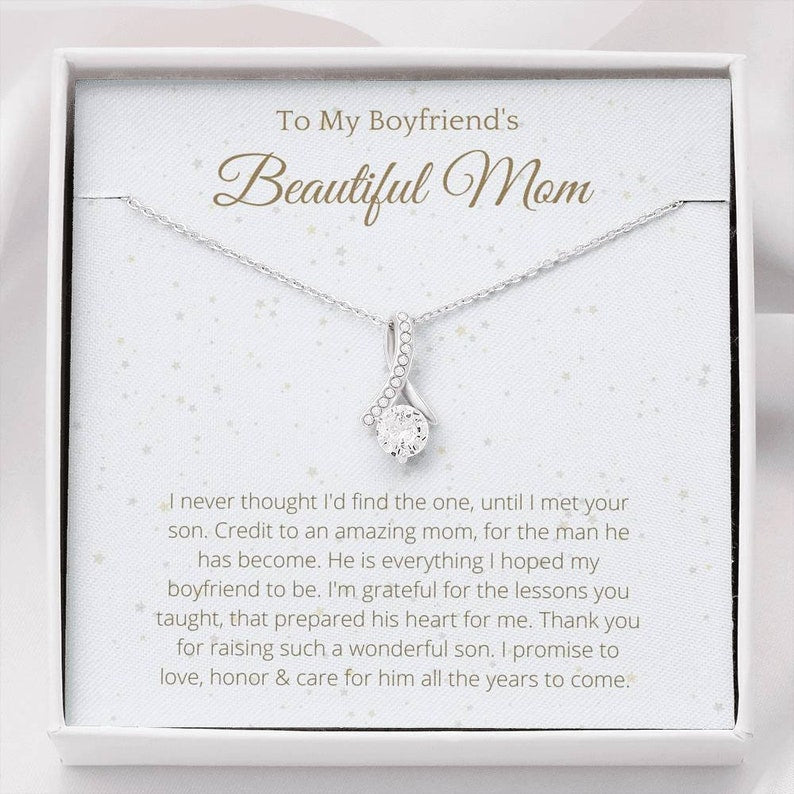 Necklace Gift Boyfriend's Mom On Birthday, Mother's Day, Necklace For Mom From Girlfriend, I Never Thought I'd Find The One, Until I Met Your Son