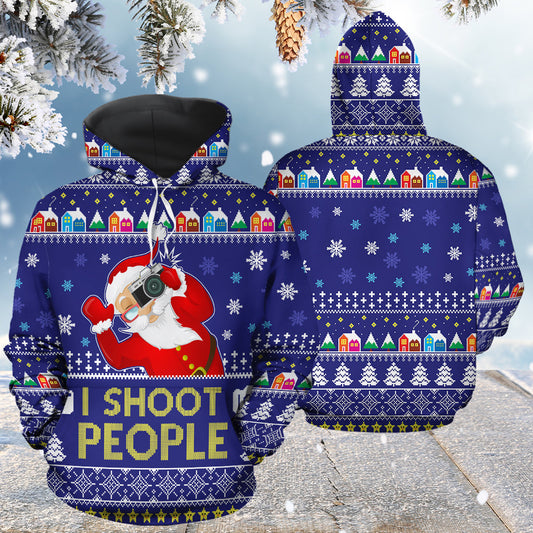Santa Claus Photograph Christmas Pattern Pullover Premium Hoodie, Perfect Outfit For Men And Women On Christmas New Year Autumn Winter