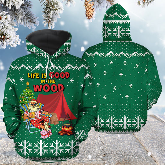 Camping Pullover Premium Hoodie Santa Life Is Good In The Wood, Perfect Outfit For Men And Women On Christmas New Year Autumn Winter