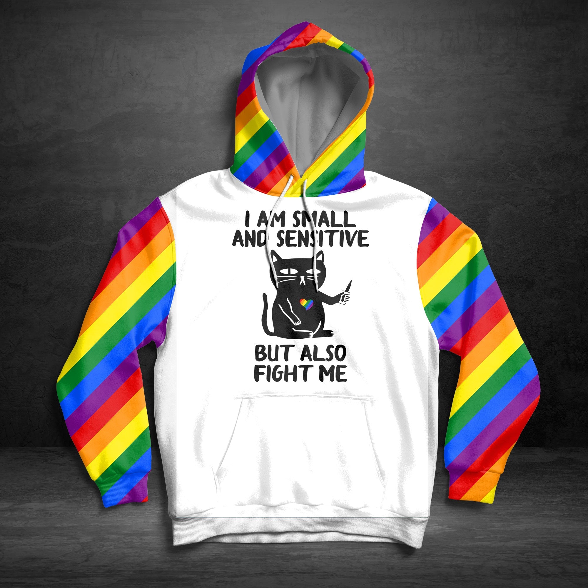 Cat LGBT Awesome Pullover Premium Hoodie I Am Small And Sensitive, Perfect Outfit For Men And Women On Christmas New Year Autumn Winter