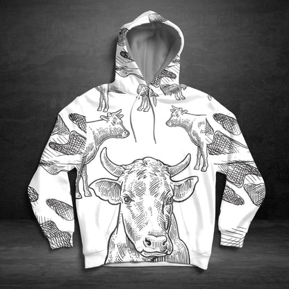 Cow Family Print Pullover Premium Hoodie, Perfect Outfit For Men And Women On Christmas New Year Autumn Winter