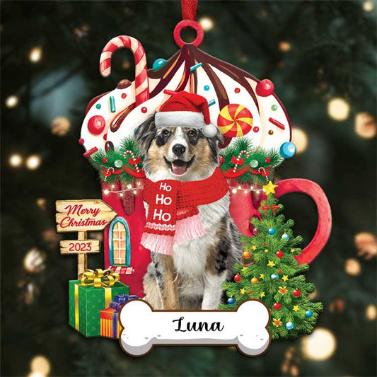 Australian Shepherd Dog Hohoho Christmas 2023 Ornaments Custom Name, Custom Shape Ornament for Christmas, Dog Lovers