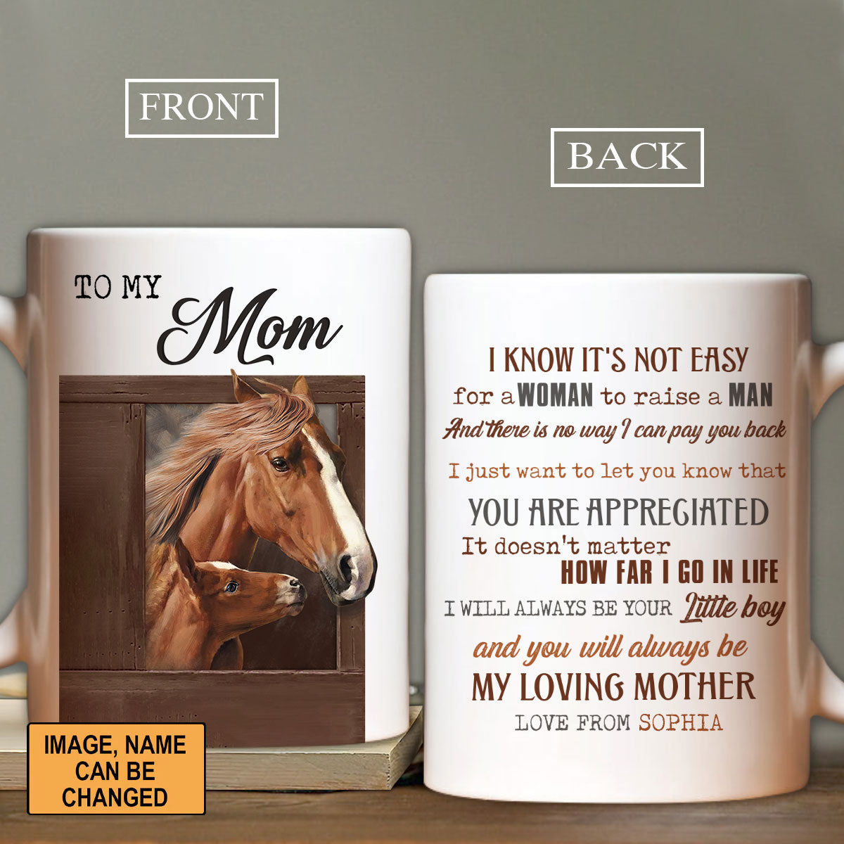 Gift For Mom Personalized Mug - Son to mom, Brown horses Mug - Custom Gift For Mother's Day, Presents for Mom- You will always be my loving mother Mug