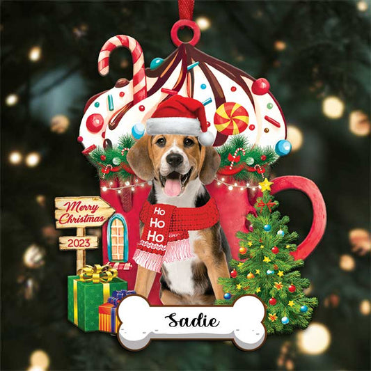 Beagle Dog Merry Christmas 2023 Ornaments Custom Name, Custom Shape Ornaments for Christmas, Dog Lovers