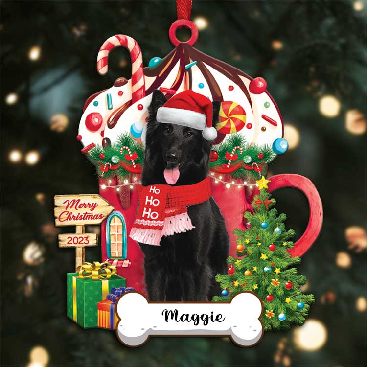 Belgian Shepherd Dog Merry Christmas 2023 Ornaments Custom Name Custom, Shape Ornament for Christmas, Dog Lovers