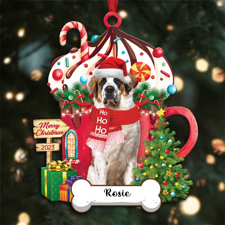 Bernese Mountain Dog Merry Christmas 2023 Ornament Custom Name, Custom Shape Ornament for Christmas, Ornament for Dog Lovers