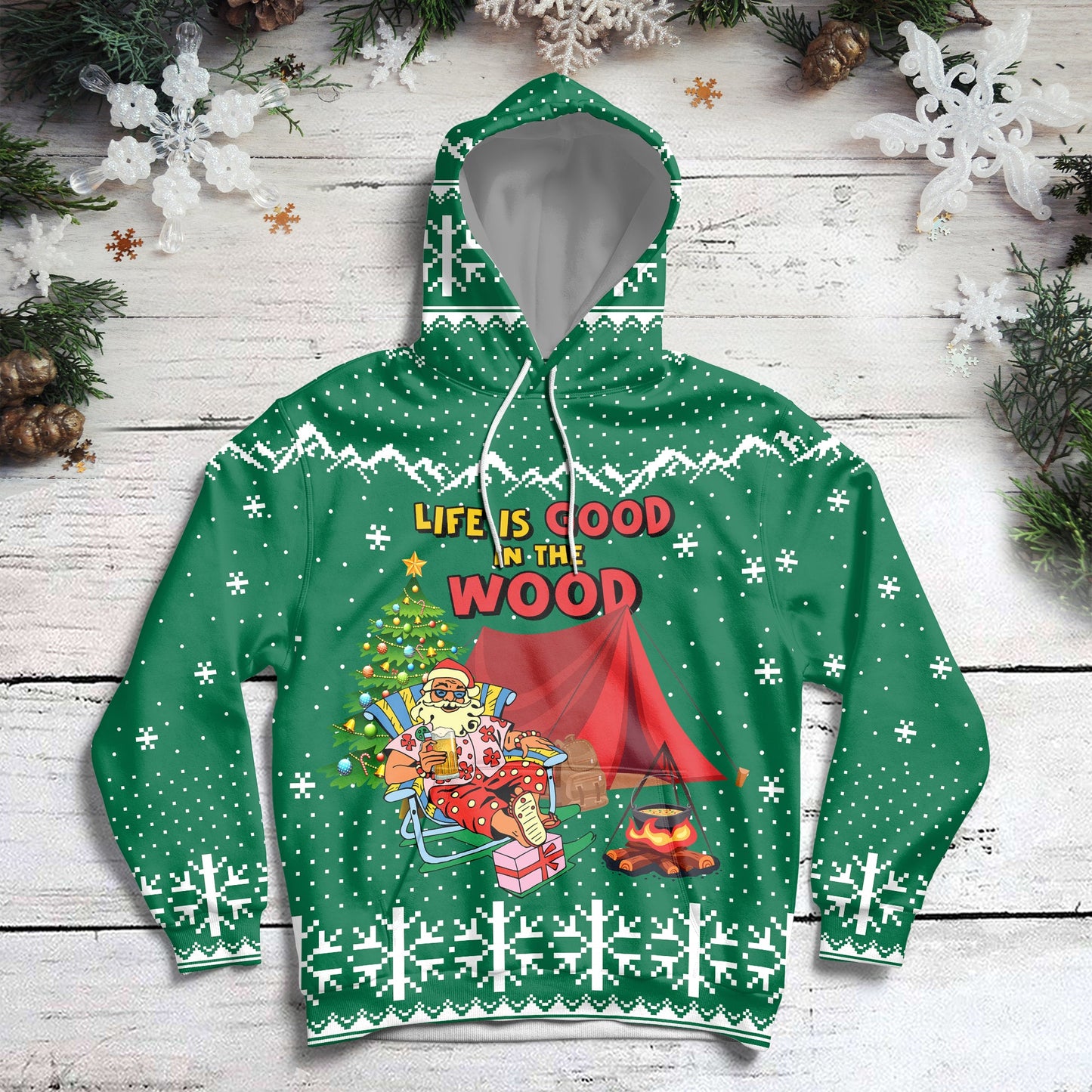Camping Pullover Premium Hoodie Santa Life Is Good In The Wood, Perfect Outfit For Men And Women On Christmas New Year Autumn Winter