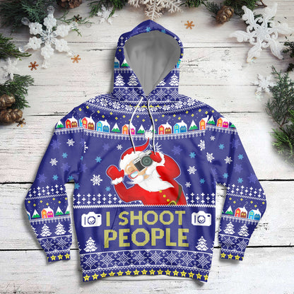 Santa Claus Photograph Christmas Pattern Pullover Premium Hoodie, Perfect Outfit For Men And Women On Christmas New Year Autumn Winter