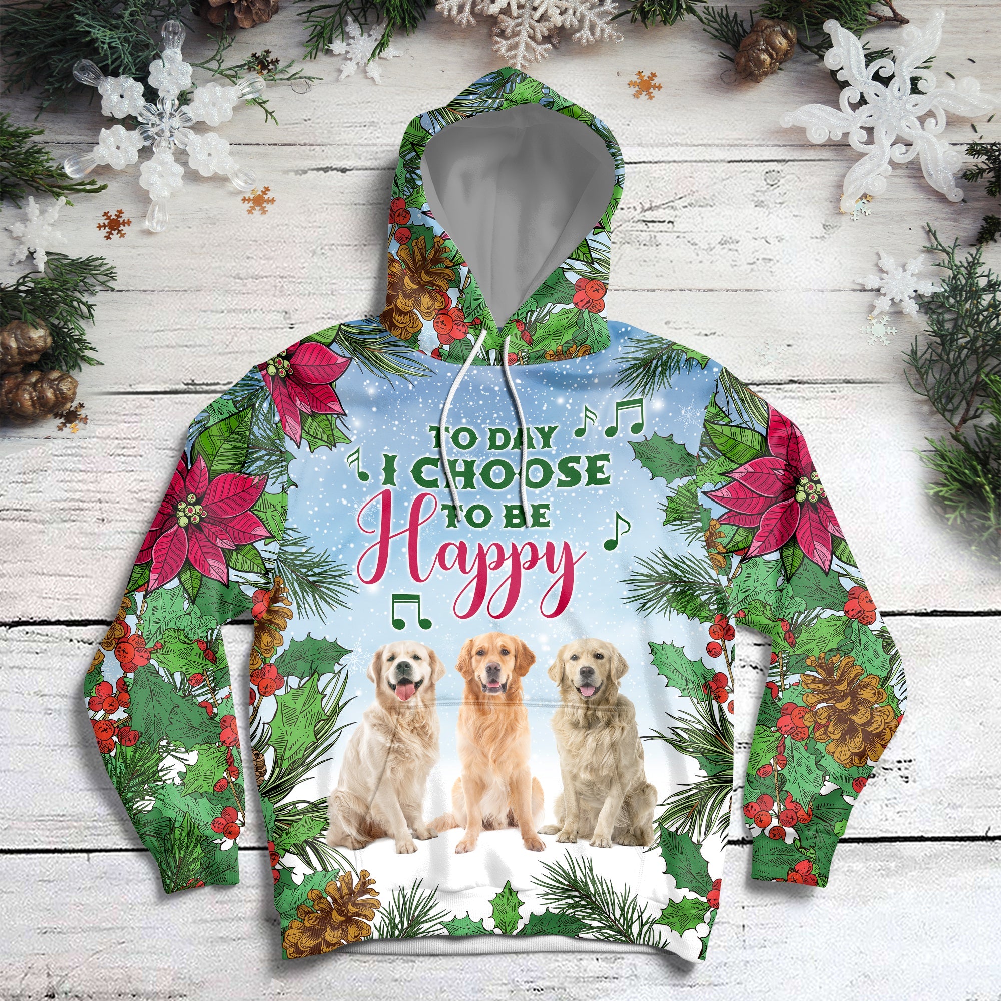 Golden Retriever Pullover Premium Hoodie Today I Choose To Be Happy, Perfect Outfit For Men And Women On Christmas New Year Autumn Winter