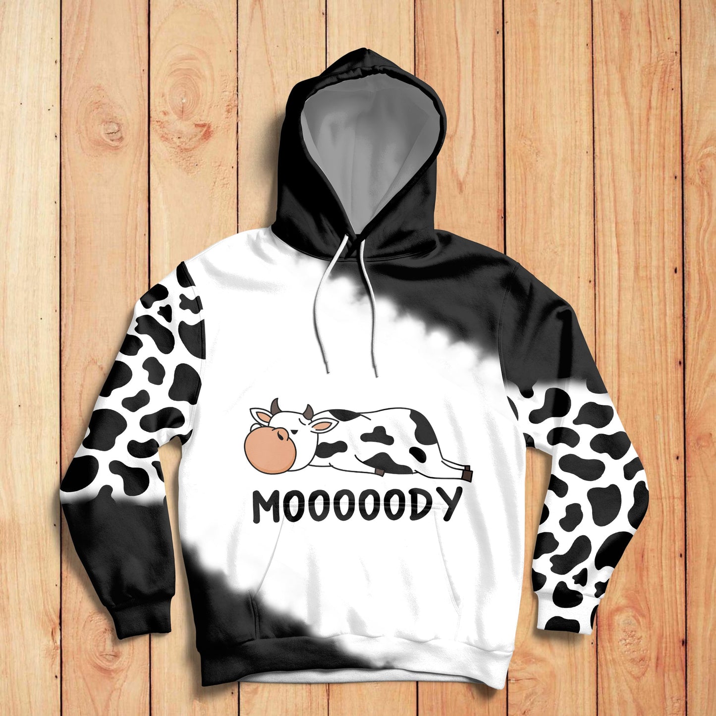 Cow Mooody Pullover Premium Hoodie Black & White, Perfect Outfit For Men And Women On Christmas New Year Autumn Winter