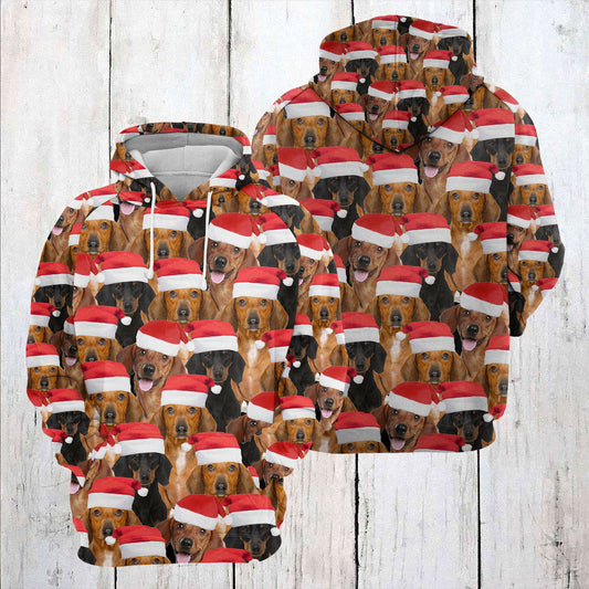 Dachshund Christmas hat Pullover Premium Hoodie, Perfect Outfit For Men And Women On Christmas New Year Autumn Winter