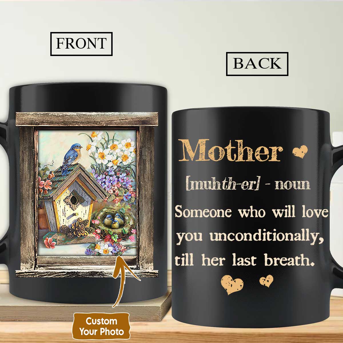 Gift For Mom Personalized Mug - Daughter to mom, Beautiful birdhouse, Flower Mug - Custom Gift For Mother's Day, Presents for Mom