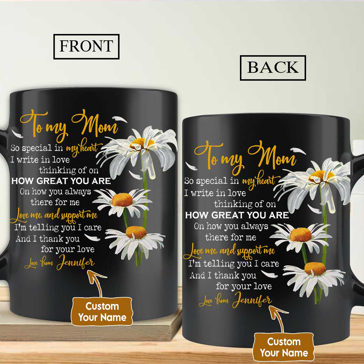 Gift For Mom Personalized Mug - Daughter to mom, Daisy painting Mug, I thank you for your love Mug - Custom Gift For Mother's Day, Presents for Mom