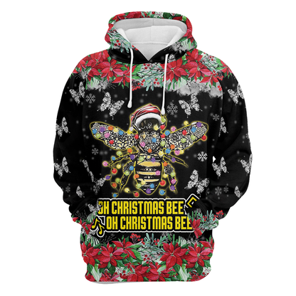 Oh Christmas Bee Flower Pullover Premium Hoodie, Perfect Outfit For Men And Women On Christmas New Year Autumn Winter