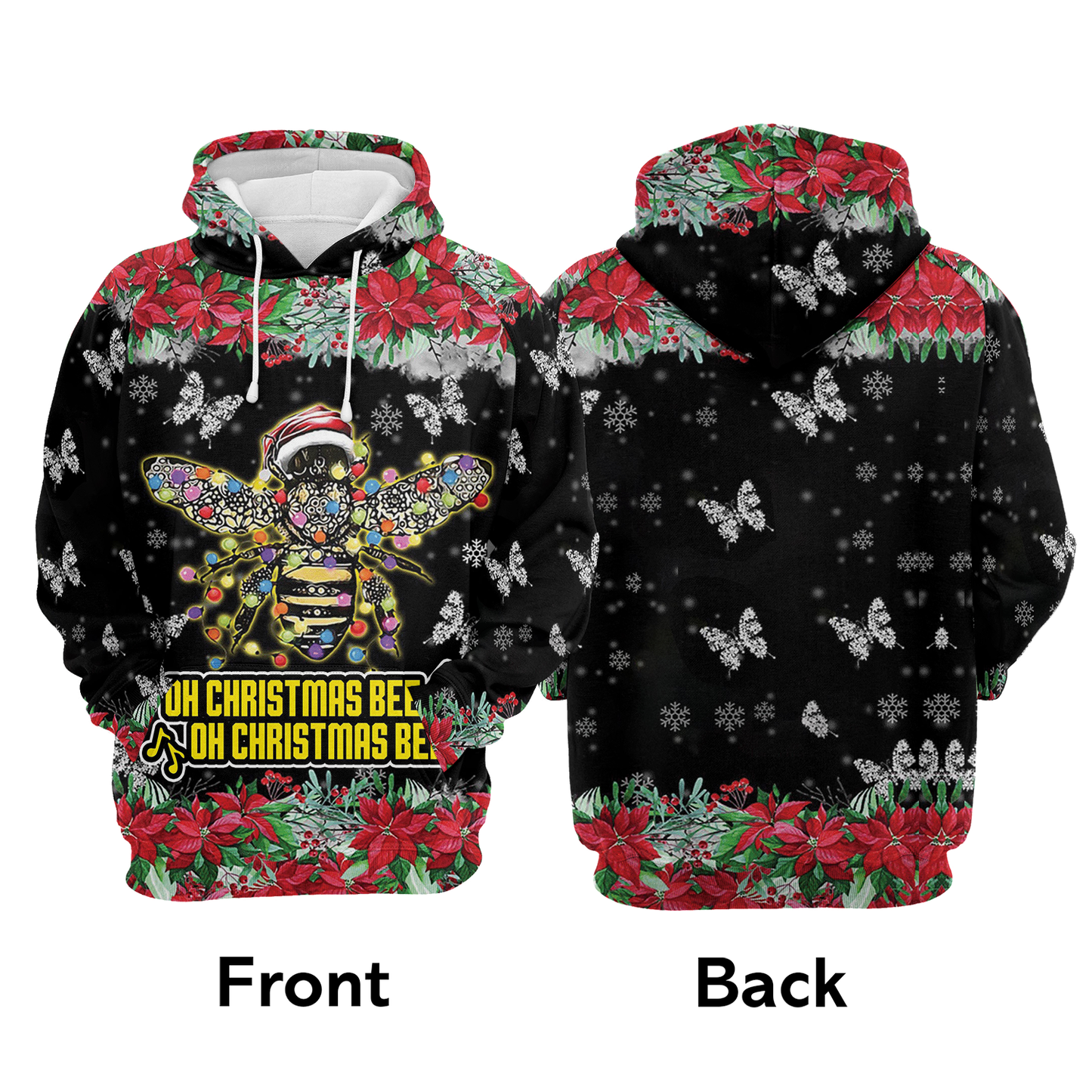 Oh Christmas Bee Flower Pullover Premium Hoodie, Perfect Outfit For Men And Women On Christmas New Year Autumn Winter