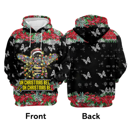 Oh Christmas Bee Flower Pullover Premium Hoodie, Perfect Outfit For Men And Women On Christmas New Year Autumn Winter