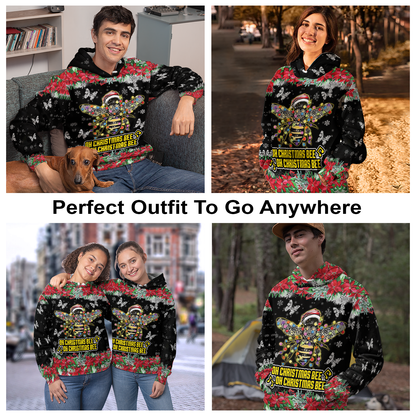 Oh Christmas Bee Flower Pullover Premium Hoodie, Perfect Outfit For Men And Women On Christmas New Year Autumn Winter
