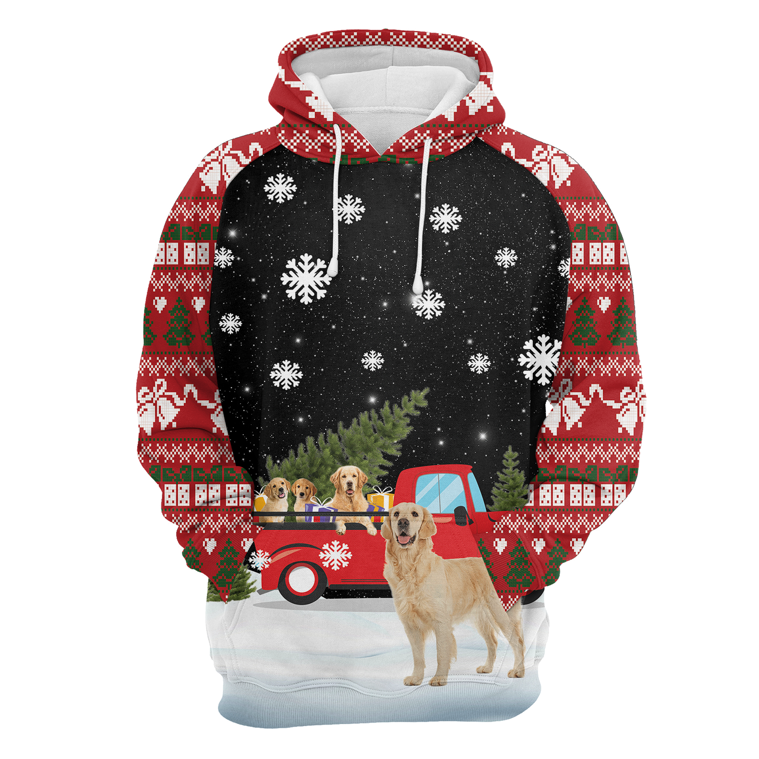 Golden Retriever Family Christmas Night Pullover Premium Hoodie, Perfect Outfit For Men And Women On Christmas New Year Autumn Winter