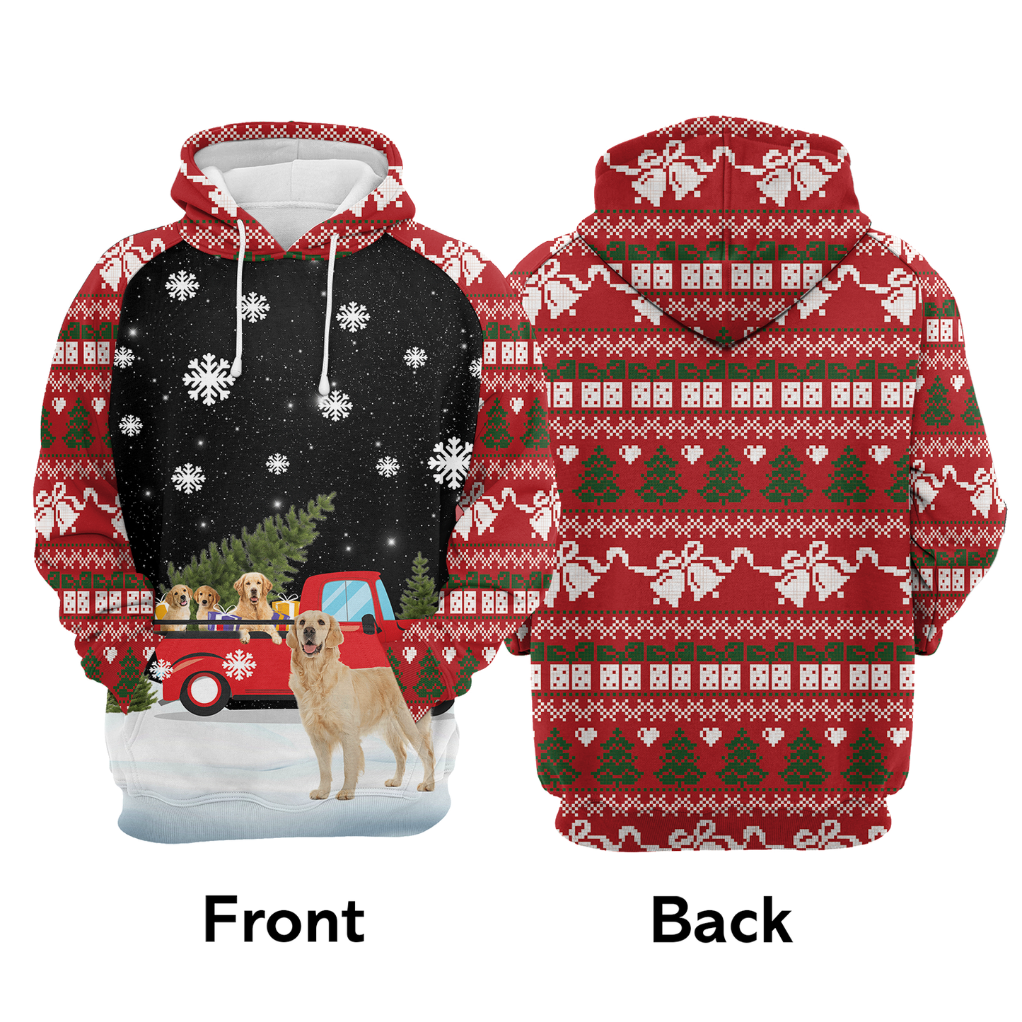 Golden Retriever Family Christmas Night Pullover Premium Hoodie, Perfect Outfit For Men And Women On Christmas New Year Autumn Winter