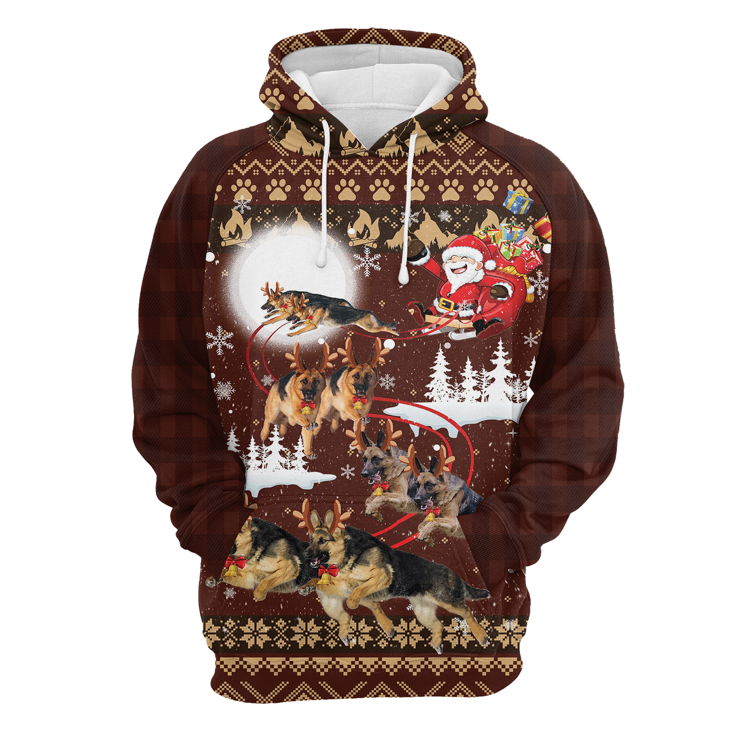 German Shepherd Sleigh Christmas Pullover Premium Hoodie, Perfect Outfit For Men And Women On Christmas New Year Autumn Winter