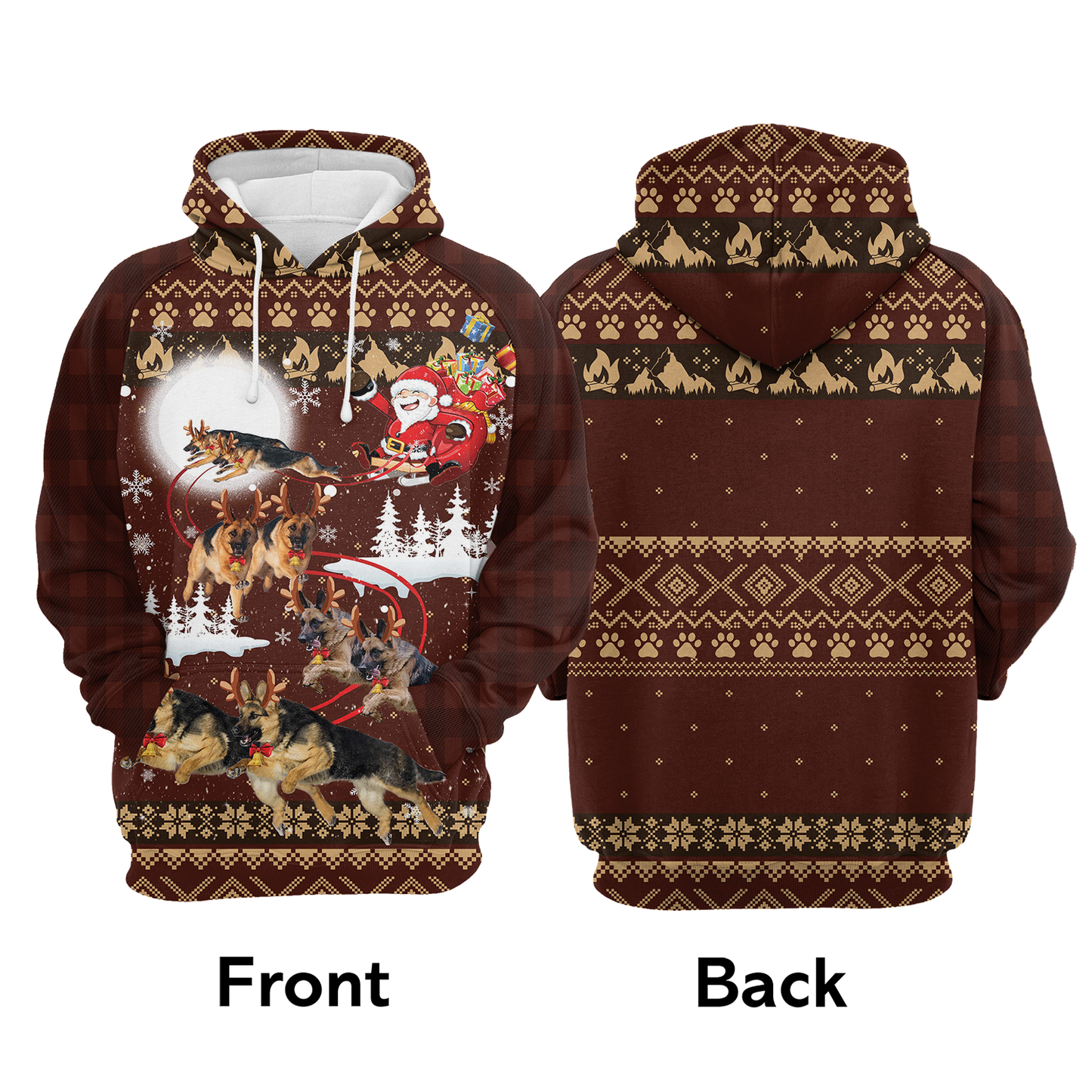 German Shepherd Sleigh Christmas Pullover Premium Hoodie, Perfect Outfit For Men And Women On Christmas New Year Autumn Winter