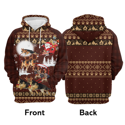 German Shepherd Sleigh Christmas Pullover Premium Hoodie, Perfect Outfit For Men And Women On Christmas New Year Autumn Winter