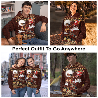 German Shepherd Sleigh Christmas Pullover Premium Hoodie, Perfect Outfit For Men And Women On Christmas New Year Autumn Winter