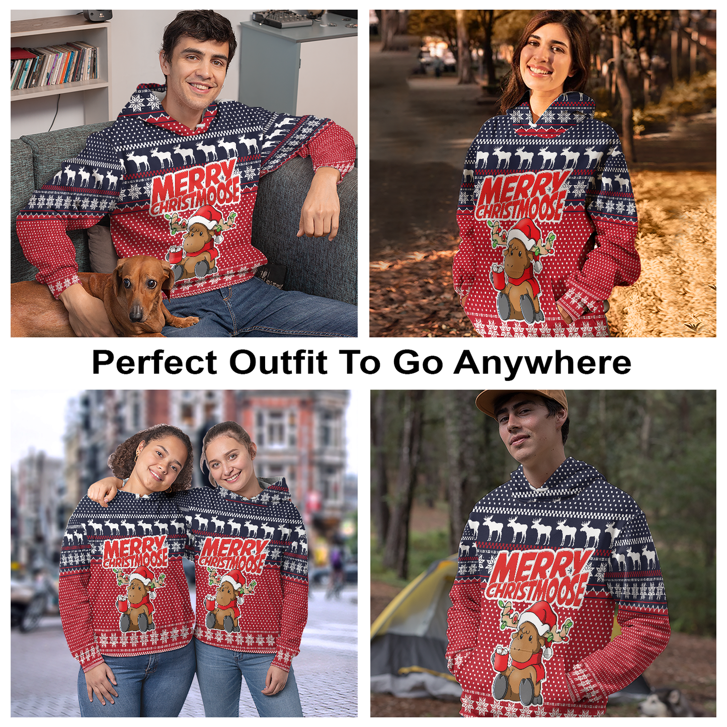 Moose Pullover Premium Hoodie Merry Christmoose, Perfect Outfit For Men And Women On Christmas New Year Autumn Winter