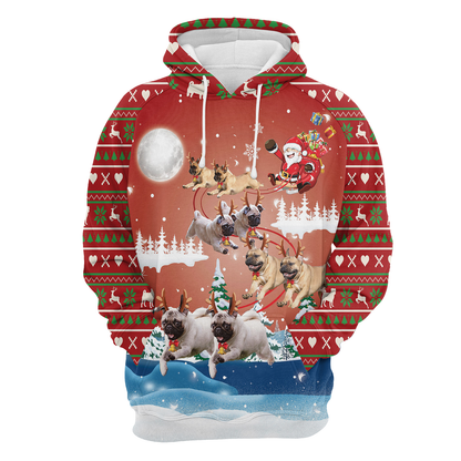 Pug Reindeer Merry Christmas Pullover Premium Hoodie, Perfect Outfit For Men And Women On Christmas New Year Autumn Winter