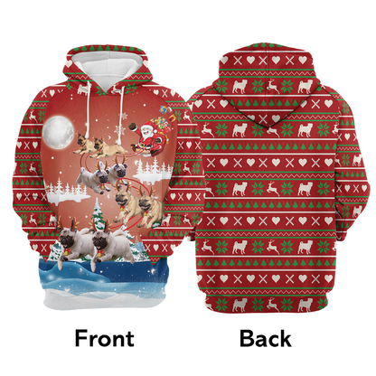 Pug Reindeer Merry Christmas Pullover Premium Hoodie, Perfect Outfit For Men And Women On Christmas New Year Autumn Winter