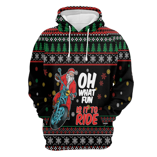 Santa Fun To Ride Pullover Premium Hoodie, Perfect Outfit For Men And Women On Christmas New Year Autumn Winter