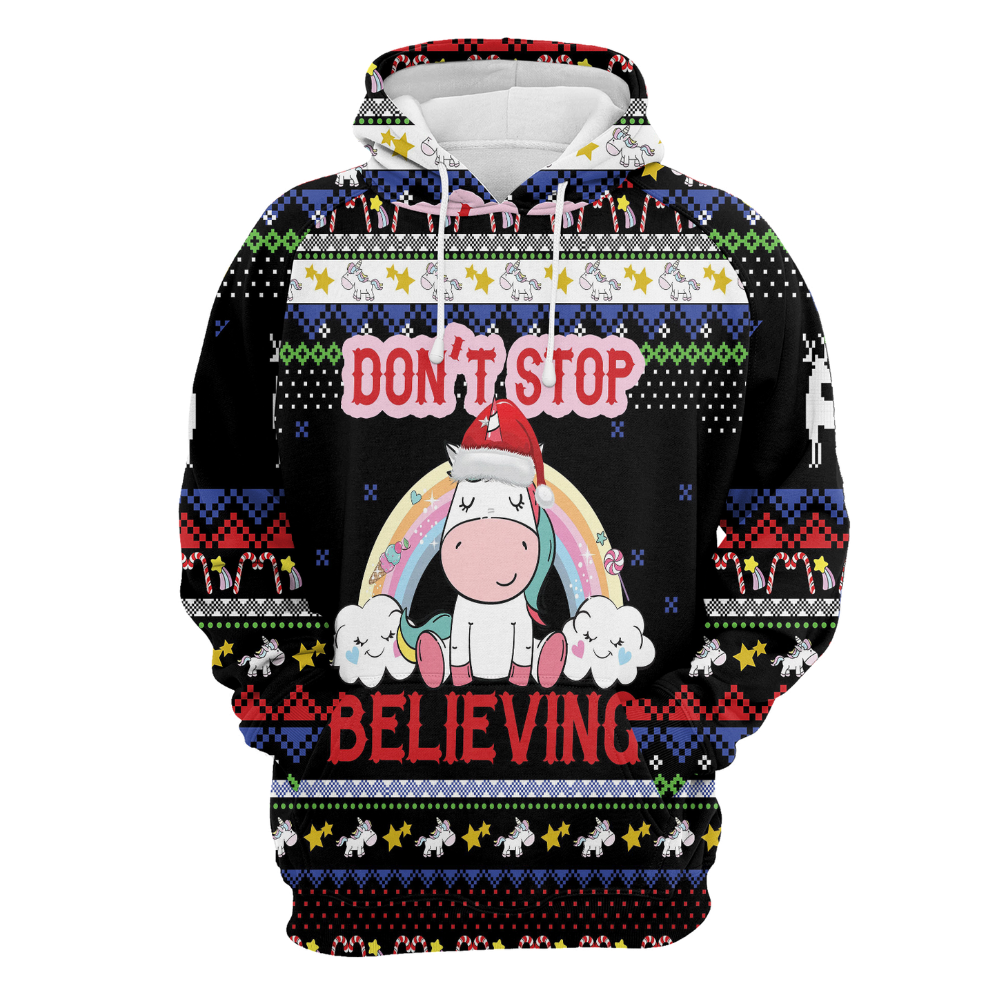 Unicorn Pullover Premium Hoodie Don't Stop Believing, Perfect Outfit For Men And Women On Christmas New Year Autumn Winter