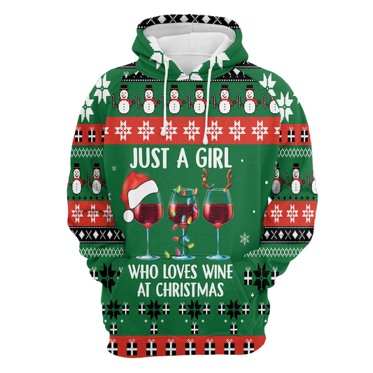 Girl & Wine Pullover Premium Hoodie Girl Loves Wine At Christmas, Perfect Outfit For Men And Women On Christmas New Year Autumn Winter