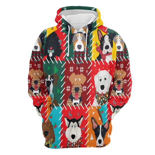 Cartoon Dog Christmas Pullover Premium Hoodie, Perfect Outfit For Men And Women On Christmas New Year Autumn Winter