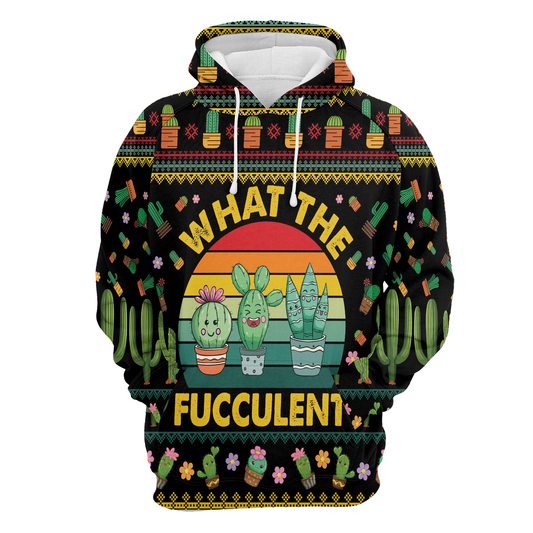 Cactus Pullover Premium Hoodie What the Fucculent, Perfect Outfit For Men And Women On Christmas New Year Autumn Winter